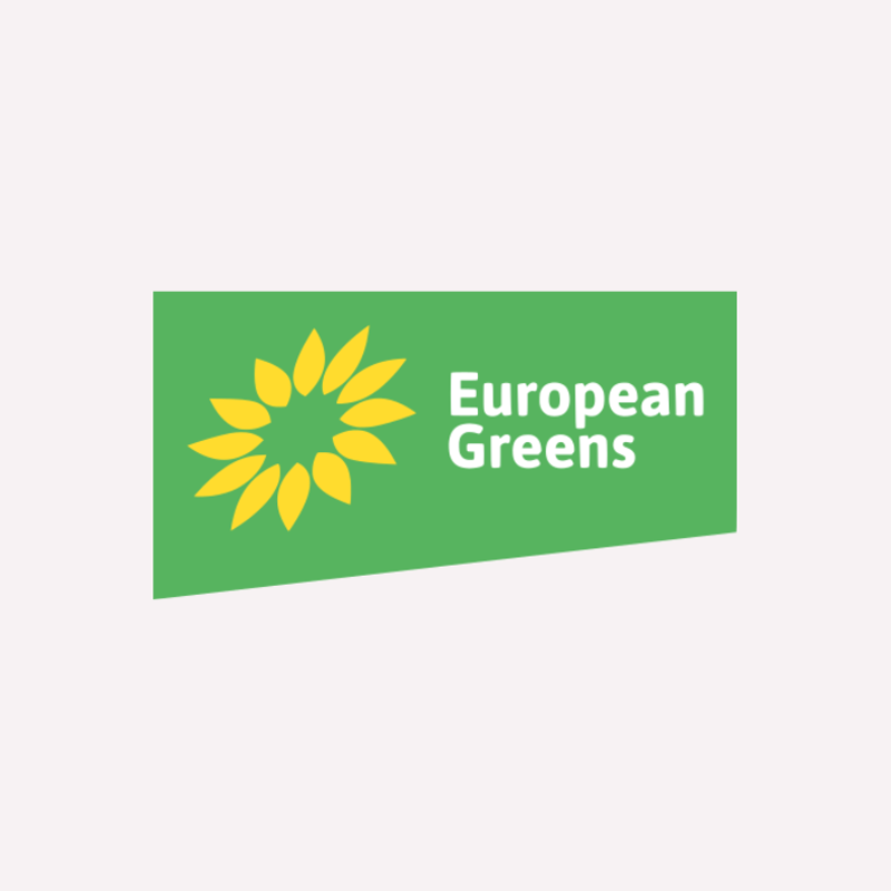 logo European Greens, groen met gele bloem